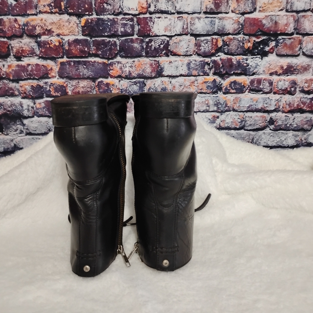 Frye Melissa Short Lace/Zip Up Black Leather Boot Sz 9 Womens  OBO - Picture 4 of 12